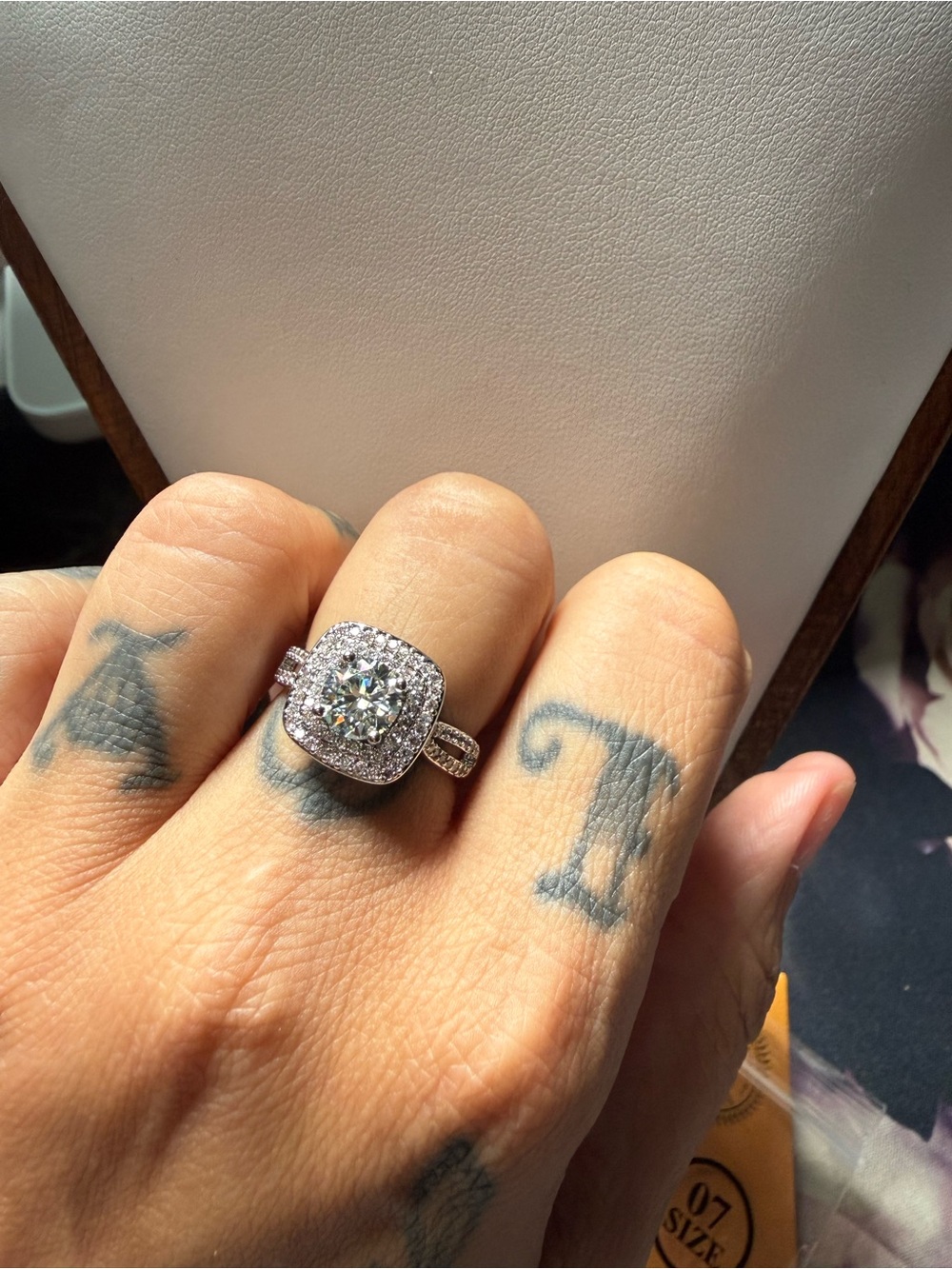 Sterling Silver Halo Ring - White - Picture 3 of 3